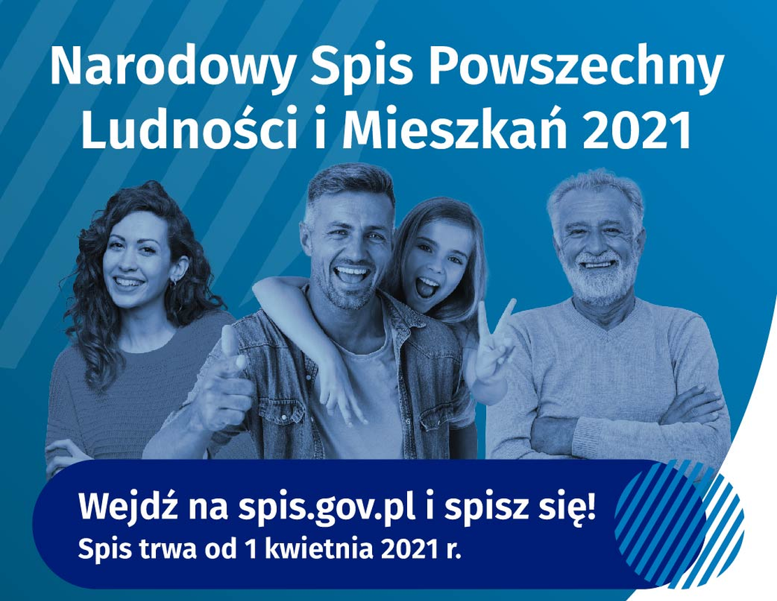 Plakat z informacją o Narodowym Spisie Powszechnym Ludności i Mieszkań 2021